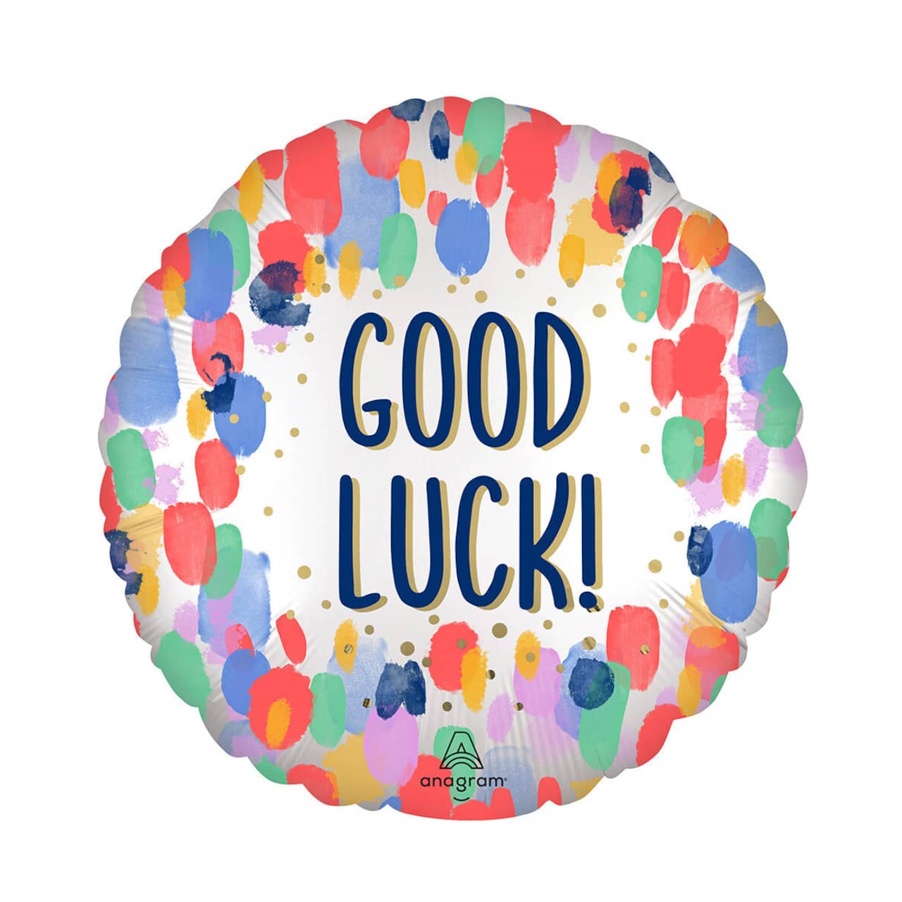 17" Satin Painterly Dots Good Luck Foil Balloon